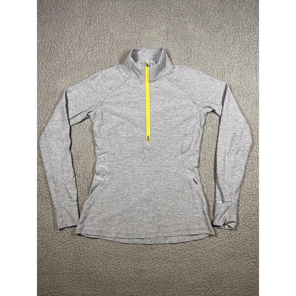 Lululemon Pullover Shirt Womens 8 Gray 1/4 Zip Mock Neck Running Top Athletic